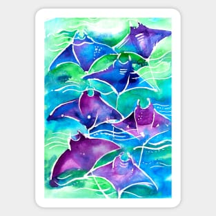 Manta Ray Watercolor Painting Sticker